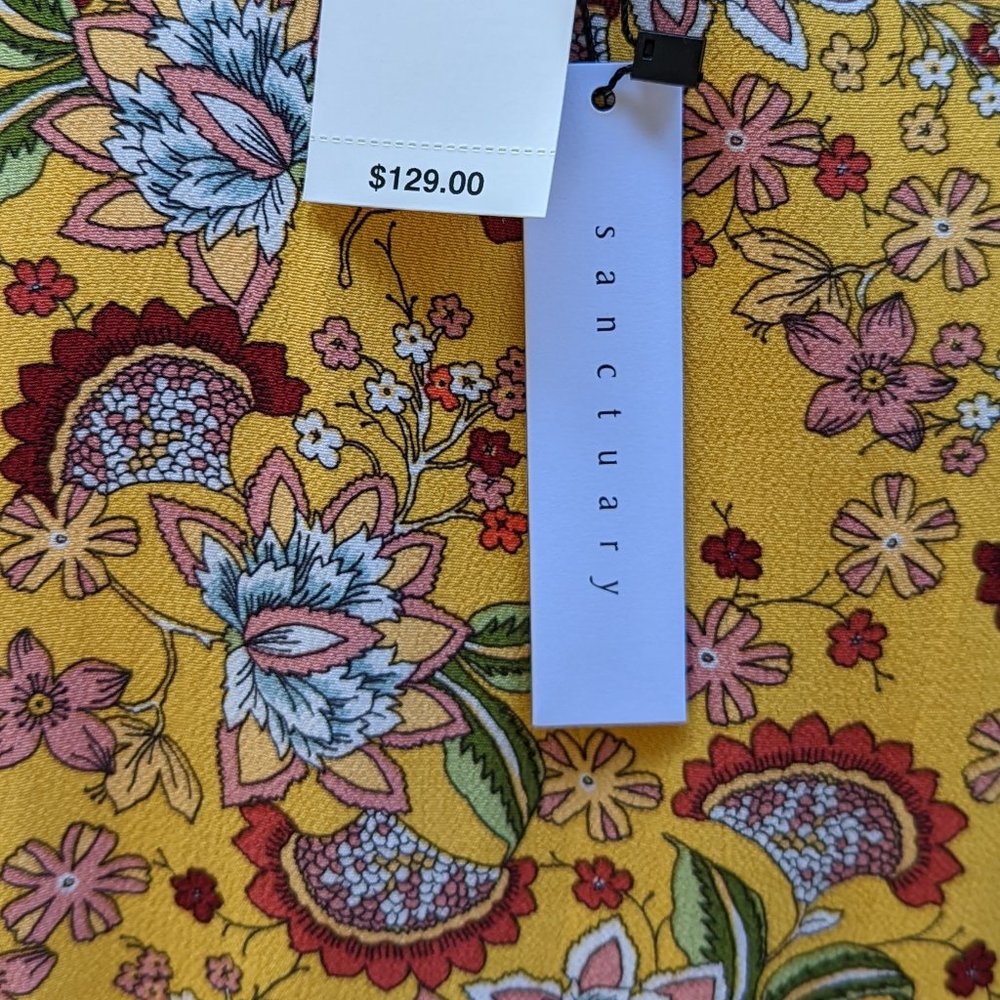 SANCTUARY Short Sleeve V-Neck Romper in Yellow Gold Sunray Size XS - Picture 5 of 12